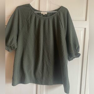 LOFT Textured Dark Green Blouse